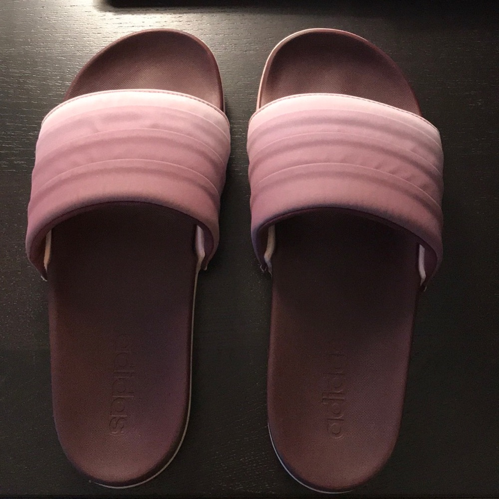Purple Adidas slides 9